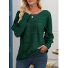 imageEVALESS Womens Crochet Boat Neck Long Sleeve Loose Fit Sweaters Fall Winter Clothes for Women Fashion 2025Dark Green