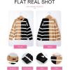 imageEVALESS Womens Striped Sweaters Long Sleeve Cable Knitted Color Block Casual Loose Lightweight Oversized Sweaters PulloverB Brown Stripe