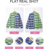 imageEVALESS Womens Striped Sweaters Long Sleeve Cable Knitted Color Block Casual Loose Lightweight Oversized Sweaters PulloverGreen Stripe