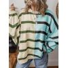 imageEVALESS Womens Striped Sweaters Long Sleeve Cable Knitted Color Block Casual Loose Lightweight Oversized Sweaters PulloverMist Blue