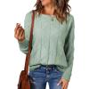 imageEVALESS Casual Crewneck Sweaters for Women Fall Winter 2025 Lightweight Long Batwing Sleeve Pullover Sweaters Tops ClothesGreen