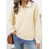 imageEVALESS Sweatshirt for Women Fall Fashion 2025 Lightweight Long Sleeve Loose Henley Ruffle Pullover Tops Winter ClothesBeige
