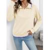 imageEVALESS Sweatshirt for Women Fall Fashion 2025 Lightweight Long Sleeve Loose Henley Ruffle Pullover Tops Winter ClothesBeige