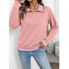 imageEVALESS Sweatshirt for Women Fall Fashion 2025 Lightweight Long Sleeve Loose Henley Ruffle Pullover Tops Winter ClothesBlossom