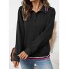 imageEVALESS Sweatshirt for Women Fall Fashion 2025 Lightweight Long Sleeve Loose Henley Ruffle Pullover Tops Winter ClothesColor Black