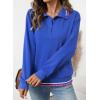 imageEVALESS Sweatshirt for Women Fall Fashion 2025 Lightweight Long Sleeve Loose Henley Ruffle Pullover Tops Winter ClothesSky Blue