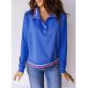 imageEVALESS Sweatshirt for Women Fall Fashion 2025 Lightweight Long Sleeve Loose Henley Ruffle Pullover Tops Winter ClothesSky Blue