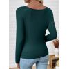 imageEVALESS Women Long Sleeve Pleated V Neck Rib Knit Slim Fit Shirts Basic Tops 2025 Casual TShirt Going Out Workout OutfitsSea Green