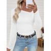 imageEVALESS Women Long Sleeve Pleated V Neck Rib Knit Slim Fit Shirts Basic Tops 2025 Casual TShirt Going Out Workout OutfitsWhite