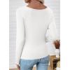 imageEVALESS Women Long Sleeve Pleated V Neck Rib Knit Slim Fit Shirts Basic Tops 2025 Casual TShirt Going Out Workout OutfitsWhite