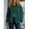 imageEVALESS Bomber Jackets for Women Spring Fashion 2025 Cute Jacquard Coats Lightweight Zip Up Jackets Dressy CasualEvergreen