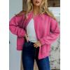 imageEVALESS Bomber Jackets for Women Spring Fashion 2025 Cute Jacquard Coats Lightweight Zip Up Jackets Dressy CasualRose Red