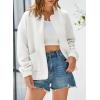 imageEVALESS Bomber Jackets for Women Spring Fashion 2025 Cute Jacquard Coats Lightweight Zip Up Jackets Dressy CasualWhite