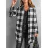 imageEVALESS Color Block Plaid Shacket Jacket Womens Fall Clothes Fashion OutfitsB Black