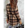 imageEVALESS Color Block Plaid Shacket Jacket Womens Fall Clothes Fashion OutfitsB1 New Orange