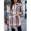 imageEVALESS Color Block Plaid Shacket Jacket Womens Fall Clothes Fashion OutfitsB1 New Pink