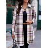 imageEVALESS Color Block Plaid Shacket Jacket Womens Fall Clothes Fashion OutfitsB1 New Pink