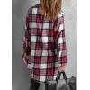 imageEVALESS Color Block Plaid Shacket Jacket Womens Fall Clothes Fashion OutfitsB2 New Red