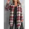 imageEVALESS Color Block Plaid Shacket Jacket Womens Fall Clothes Fashion OutfitsB3 New Red