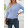 imageEVALESS Fall Sweaters for Women 2025 Trendy Wool Blend Sweaters Long Sleeve Crewneck Fall Outfits Pullover Sweater Tops1a Sky Blue