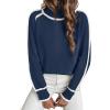 imageEVALESS Fall Sweaters for Women Trendy 2025 Cute Cozy Turtleneck Long Sleeve Colorblock Knitted Pullover TopsNavy Blue