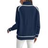 imageEVALESS Fall Sweaters for Women Trendy 2025 Cute Cozy Turtleneck Long Sleeve Colorblock Knitted Pullover TopsNavy Blue