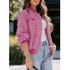 imageEVALESS Fashion Jacket for Women 2024 Fall Winter Trendy Button Short Shacket Long Sleeve Plaid Cropped JacketsBright Pink