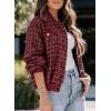 imageEVALESS Fashion Jacket for Women 2024 Fall Winter Trendy Button Short Shacket Long Sleeve Plaid Cropped JacketsBurgundy