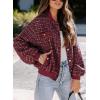 imageEVALESS Fashion Jacket for Women 2024 Fall Winter Trendy Button Short Shacket Long Sleeve Plaid Cropped JacketsBurgundy