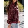 imageEVALESS Fashion Jacket for Women 2024 Fall Winter Trendy Button Short Shacket Long Sleeve Plaid Cropped JacketsBurgundy