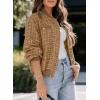 imageEVALESS Fashion Jacket for Women 2024 Fall Winter Trendy Button Short Shacket Long Sleeve Plaid Cropped JacketsSmoke Gray