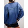 imageEVALESS Jean Jacket Women Trendy Color Block Denim Jacket Oversized Long Sleeve Button Down Barn Jackets Shacket CoatAshleigh Blue