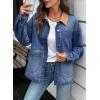 imageEVALESS Jean Jacket Women Trendy Color Block Denim Jacket Oversized Long Sleeve Button Down Barn Jackets Shacket CoatAshleigh Blue
