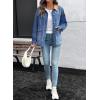 imageEVALESS Jean Jacket Women Trendy Color Block Denim Jacket Oversized Long Sleeve Button Down Barn Jackets Shacket CoatBeau Blue