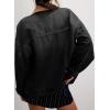 imageEVALESS Jean Jacket Women Trendy Color Block Denim Jacket Oversized Long Sleeve Button Down Barn Jackets Shacket CoatBlack