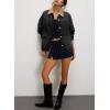 imageEVALESS Jean Jacket Women Trendy Color Block Denim Jacket Oversized Long Sleeve Button Down Barn Jackets Shacket CoatBlack
