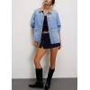 imageEVALESS Jean Jacket Women Trendy Color Block Denim Jacket Oversized Long Sleeve Button Down Barn Jackets Shacket CoatMyosotis