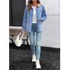 imageEVALESS Jean Jacket Women Trendy Color Block Denim Jacket Oversized Long Sleeve Button Down Barn Jackets Shacket CoatMyosotis