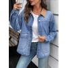 imageEVALESS Jean Jacket Women Trendy Color Block Denim Jacket Oversized Long Sleeve Button Down Barn Jackets Shacket CoatMyosotis