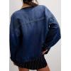 imageEVALESS Jean Jacket Women Trendy Color Block Denim Jacket Oversized Long Sleeve Button Down Barn Jackets Shacket CoatSail Blue