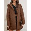 imageEVALESS Long Jackets for Women Fashion 2025 Winter Coat for Women Business Casual Diamond Quilted Hooded Lightweight JacketsBrown