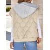 imageEVALESS Puffer Vest Women Cropped Hooded Zip Up Quilted Sleeveless Jackets 2025 Fall Lightweight Coat with PocketsBeige