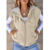 imageEVALESS Puffer Vest Women Cropped Hooded Zip Up Quilted Sleeveless Jackets 2025 Fall Lightweight Coat with PocketsBeige
