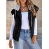 imageEVALESS Puffer Vest Women Cropped Hooded Zip Up Quilted Sleeveless Jackets 2025 Fall Lightweight Coat with PocketsBlack