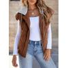 imageEVALESS Puffer Vest Women Cropped Hooded Zip Up Quilted Sleeveless Jackets 2025 Fall Lightweight Coat with PocketsBrown