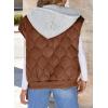 imageEVALESS Puffer Vest Women Cropped Hooded Zip Up Quilted Sleeveless Jackets 2025 Fall Lightweight Coat with PocketsBrown