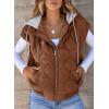 imageEVALESS Puffer Vest Women Cropped Hooded Zip Up Quilted Sleeveless Jackets 2025 Fall Lightweight Coat with PocketsBrown