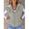 imageEVALESS Puffer Vest Women Cropped Hooded Zip Up Quilted Sleeveless Jackets 2025 Fall Lightweight Coat with PocketsGrey