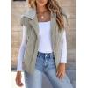 imageEVALESS Puffer Vest Women Cropped Hooded Zip Up Quilted Sleeveless Jackets 2025 Fall Lightweight Coat with PocketsGrey