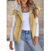 imageEVALESS Puffer Vest Women Cropped Hooded Zip Up Quilted Sleeveless Jackets 2025 Fall Lightweight Coat with PocketsLight Khaki